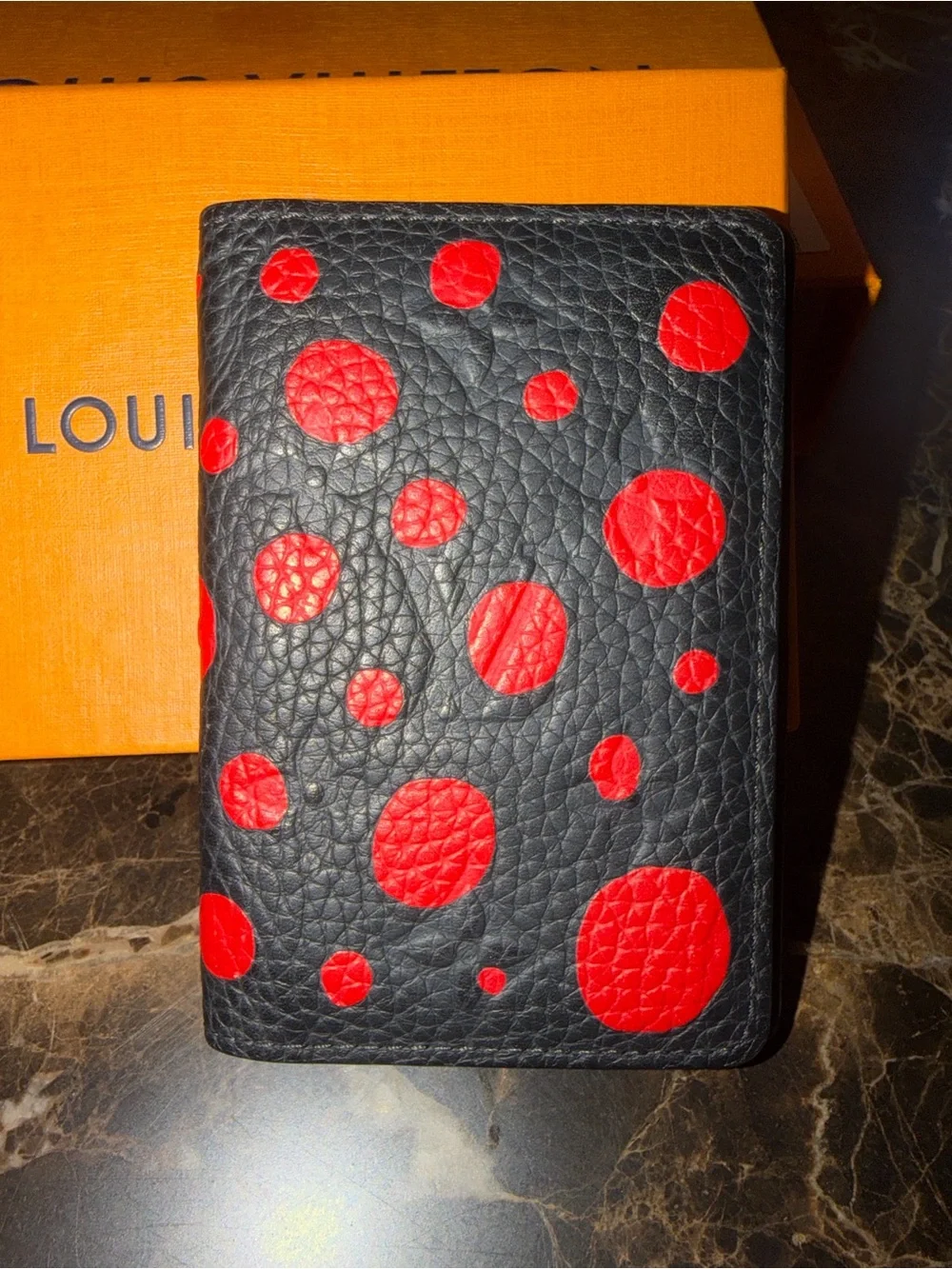 Louis Vuitton Black Card Holder with Red Logo - LIMITED Yayoi Kimsama